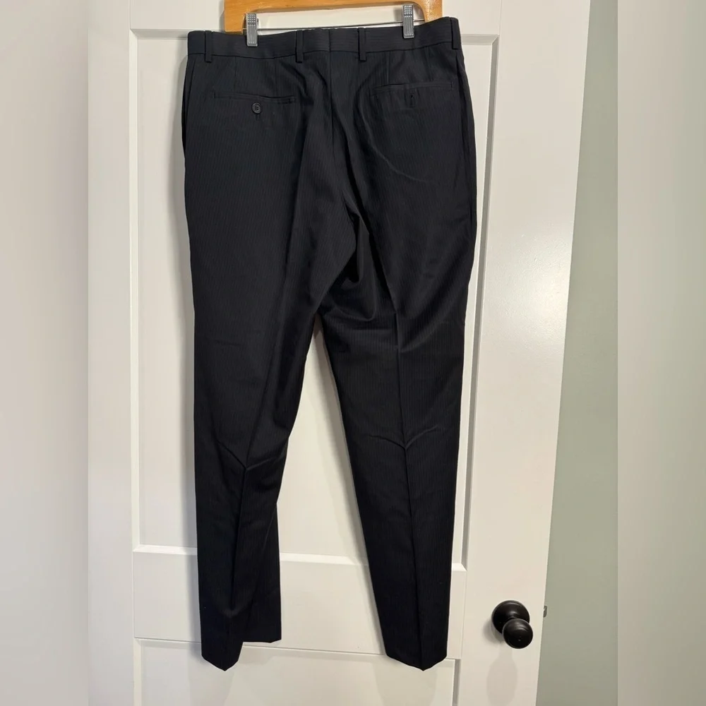 HUGO BOSS James Brown dark gray striped trousers pants flat front